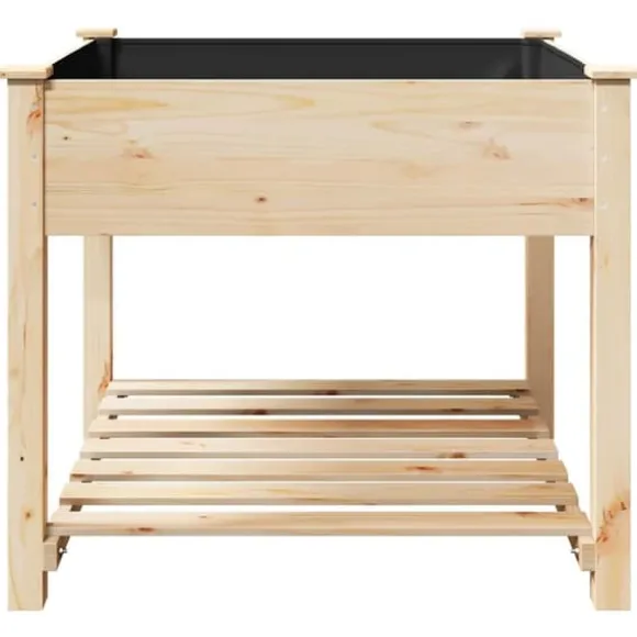Træ-haveskuffe med hylde - Havekrukke | Farve: Beige | Størrelse: 90x90x76.5 cm