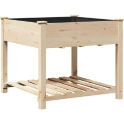 Træ-haveskuffe med hylde - Havekrukke | Farve: Beige | Størrelse: 90x90x76.5 cm