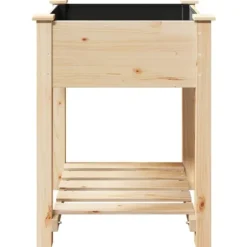 Træholdig havekasse med hylde - Blomsterkrukke | Farve: Beige | Størrelse: 60.5x60x76.5 cm