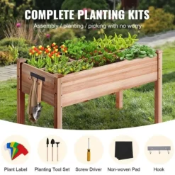 Træhævet Haveseng & Plantekasse 47,2x22,8x30 cm - Perfekt til blomster og grøntsager. Ideel til udearealer og havearbejde.