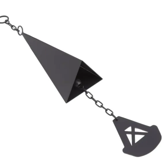 Triangulära Wind Chimes Courtyard Bell Pendel Heminredning Iron Black med hängande ring för trädgård