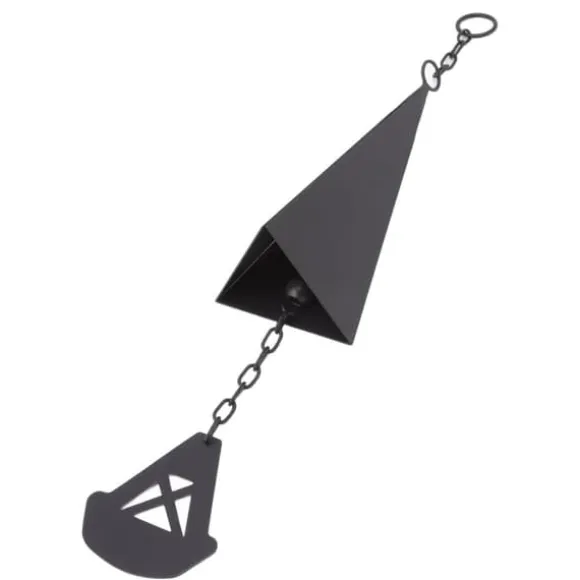 Triangulära Wind Chimes Courtyard Bell Pendel Heminredning Iron Black med hängande ring för trädgård