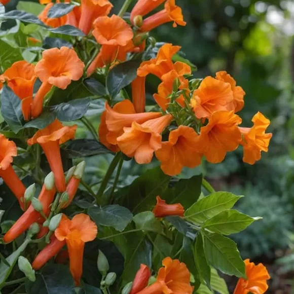 Trompetblomst - Sæt med 2 - Campsis radicans - Højde 110-120cm - ⌀17cm