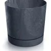 Tubo P Beton Effect 240E rund urtepotte med underkop | Antracit