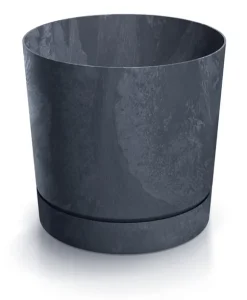 Tubo P Beton Effect 240E rund urtepotte med underkop | Antracit