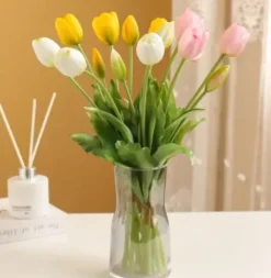 TULIPANER BUKETT AF TULIPANER GUMMIBELAGET GUMMI SILIKONE LIKE LIFE