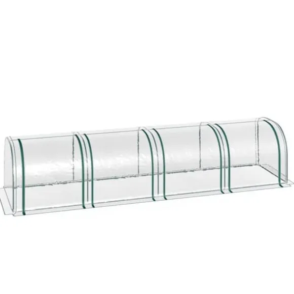 Tunneldrivhus 395x100x80 cm, 4 lynlåsvinduer, stålramme, transparent dug