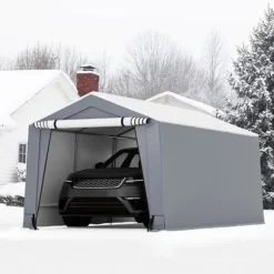 Udendørs carport, 10x16x8,1 ft, grå