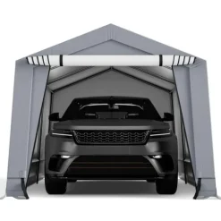 Udendørs carport, 10x16x8,1 ft, grå