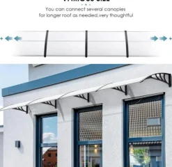 Udendørs dør- og vinduesoverdækning - Markise & overdækning - 270 x 98,5 cm - Polycarbonat kanalplader - UV- og regnbeskyttelse - Aluminiumsramme