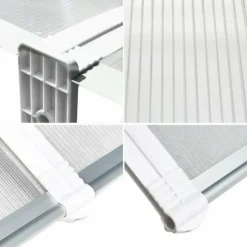 Udendørs dør- og vinduesoverdækning - Markise & overdækning - 270 x 98,5 cm - Polycarbonat kanalplader - UV- og regnbeskyttelse - Aluminiumsramme