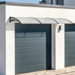 Udendørs dør- og vinduesoverdækning - Markise & overdækning - 270 x 98,5 cm - Polycarbonat kanalplader - UV- og regnbeskyttelse - Aluminiumsramme