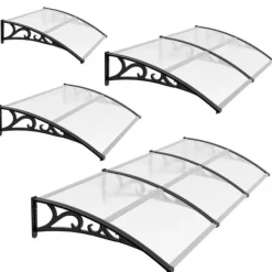 Udendørs dør- og vinduesoverdækning - Markise & overdækning - 270 x 98,5 cm - Polycarbonat kanalplader - UV- og regnbeskyttelse - Aluminiumsramme