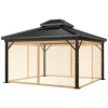 Udendørs Gazebo Myggenet, Lynlåslukning, Holdbart Polyester, Nem Installation,Brun kun netting, L360xB360xH230CM