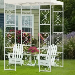 Udendørs Havepergola - Metalbue Pavillon - Vandtæt Solskærm - Pulverlakeret Jern - Gittertag - Til Bryllup & Ceremonier