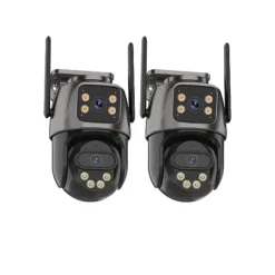 Udendørs IP-kamera, Dobbeltlinse, Farve-natvision,EU stik, 2PCS Ingen kort