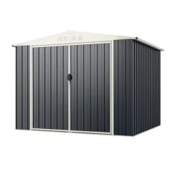 Udendørs opbevarcmgsskur, 19×16 cm, grå - materiale: galvaniseret farvestål