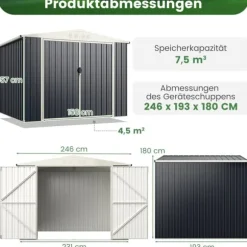 Udendørs opbevarcmgsskur, 19×16 cm, grå - materiale: galvaniseret farvestål