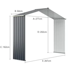 Udendørs opbevaringsskur, 213x127x195 cm / 277x191x202 cm / 340x255x210 cm, Grå