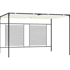 Udendørs pavillon med udtrækkeligt tag - Stærk jernkonstruktion | Farve: Creme | Størrelse: 3x4x2,3 m