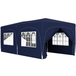 Udendørs Pavillon, UPF50+ Oxford Stof, 597L x 300B x 270H cm, Højdejusterbar op til 270 cm, Egnet til 12-18 Personer, Øgede Stabilitetsfunktioner