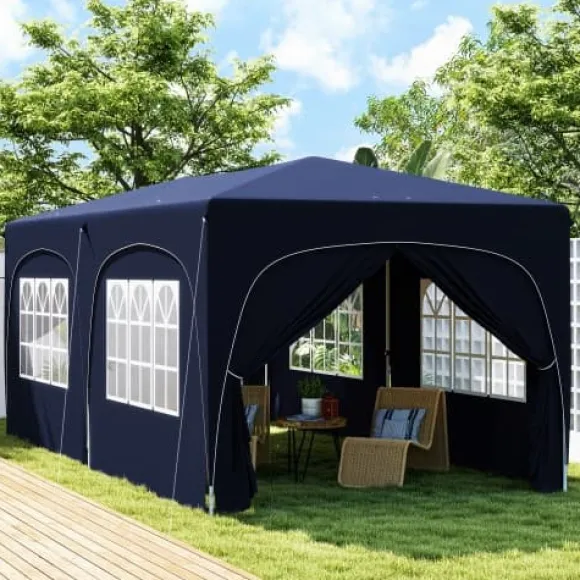 Udendørs Pavillon, UPF50+ Oxford Stof, 597L x 300B x 270H cm, Højdejusterbar op til 270 cm, Egnet til 12-18 Personer, Øgede Stabilitetsfunktioner