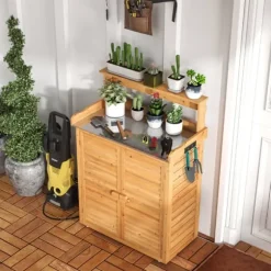 Udendørs plantebord arbejdsstation, 86x46x119 cm, Naturfarvet