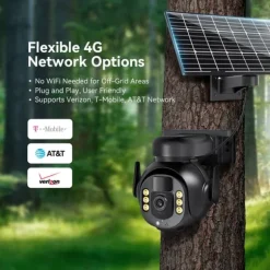 Udendørs PTZ-kamera, 8MP HD, 10X digital zoom, 64G lagerplads,8MP 64G kort, EU stik