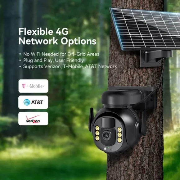 Udendørs PTZ-kamera, 8MP HD, 10X digital zoom, 64G lagerplads,8MP 64G kort, EU stik