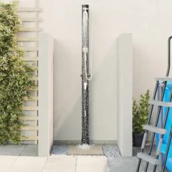 Udendørs solbruser i sort PVC og aluminium - Stilfuld og funktionel | Højde: 217 cm