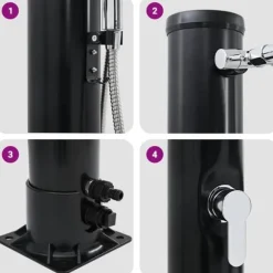 Udendørs solbruser i sort - Stilfuld og funktionel | Materiale: PVC og aluminium | Højde: 217 cm