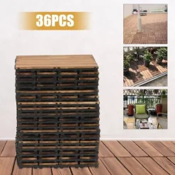 Udendørs terrassefliser - Klikbare træfliser 30x30 cm - 36 stk. - Dækker 3,24 m² - Vandtæt - Tykkelse 2 cm - Til terrasse/balkon - Brun