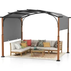 Udendørs terrassepergola, 360x300x260 cm, Grå