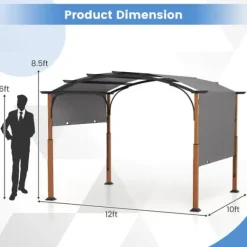 Udendørs terrassepergola, 360x300x260 cm, Grå