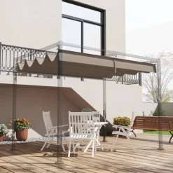 Udskiftningstag til 2,85 x 2 m pergola, vandafvisende optrækkeligt bølgetag med regndrænhuller, UV-beskyttelse 30+, vintertæt skyggeafdækning til have | CDON