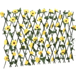 Udvideligt espalier med kunstig vedbend - Hegn til privatliv | Størrelse: 180x60 cm | Farve: Gul