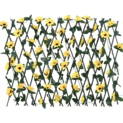 Udvideligt espalier med kunstig vedbend - Hegn til privatliv | Størrelse: 180x60 cm | Farve: Gul