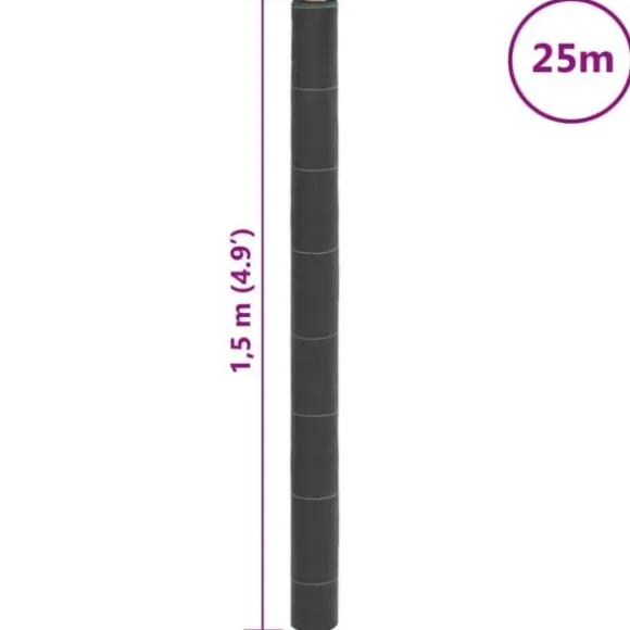 Ukrudtsdug - Slidstærk UV-stabiliseret PP | Størrelse: 1,5x25 m | Farve: Sort