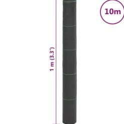 Ukrudtsdug 1x10 m - Slidstærk PP, UV-stabiliseret | Farve: Sort