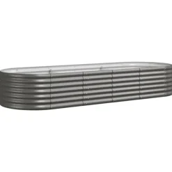 Upphöjd odlingslåda i pulverlackerat stål 224x80x36 cm | Färg: Grå | Storlek: 224x80x36 cm