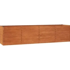 Upphöjd odlingslåda i rosttrögt stål | Storlek: 320x80x77 cm | Färg: Brunt