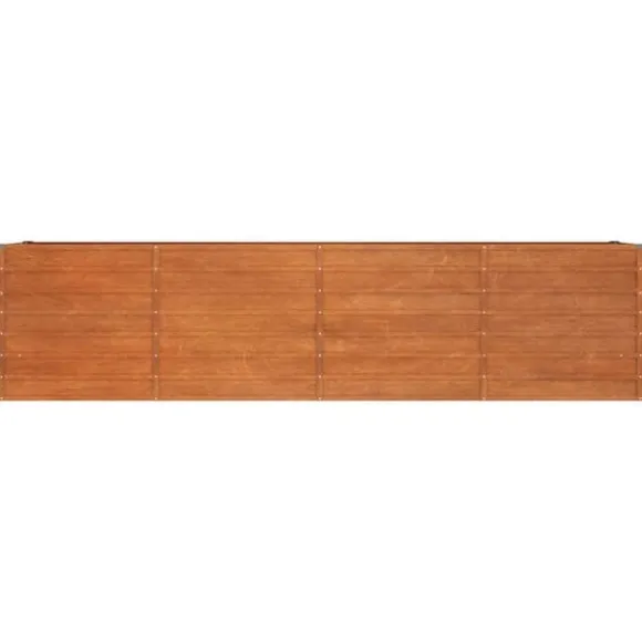 Upphöjd odlingslåda i rosttrögt stål | Storlek: 320x80x77 cm | Färg: Brunt