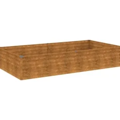 Upphöjd odlingslåda i rosttrögt stål - Hållbar och dekorativ | Storlek: 195x100x36 cm | Färg: Brunt
