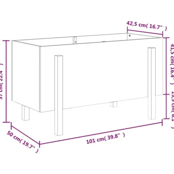 Upphöjd odlingslåda på ben - Massivt douglasträ | Storlek: 101x50x57 cm