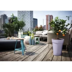 Urtepotte - Elho - Loft Urban Rund - Højde 35 - Lilla - L 34 x B 33,5 x H 45 cm - Udendørs - 100% genbrugt