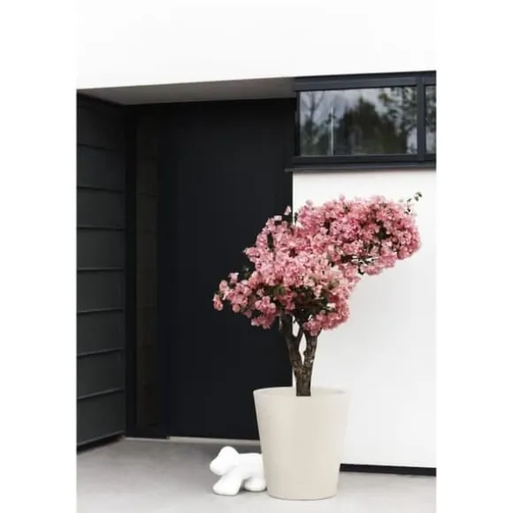 Urtepotte - ELHO - Pure Straight Round 50 - Hør Hvid - L 50 x B 49,5 x H 51 cm - 100% genbrugt