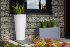 Urtepotte med LED-belysning 80 cm høj – hvid