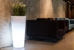 Urtepotte med LED-belysning 80 cm høj – hvid