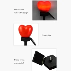 Utomhus Solar Trädgård Stake Lights Vattentät Solar Röda Hjärtformade Pathway Lampor Landskapslampa för trädgård Gräsmatta Dekor