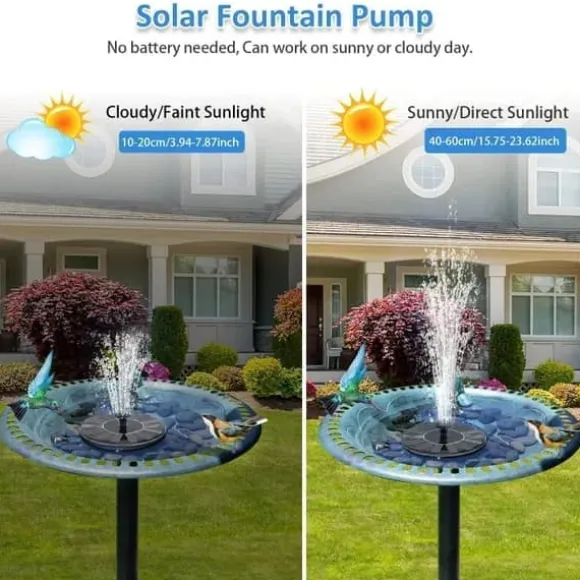 Vand Springvand Soldrevet 13cm Solar Springvand Vandfontæne Udendørs Sort